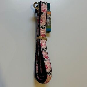 NEW Pink Paw Print Dog Leash with Black Trim